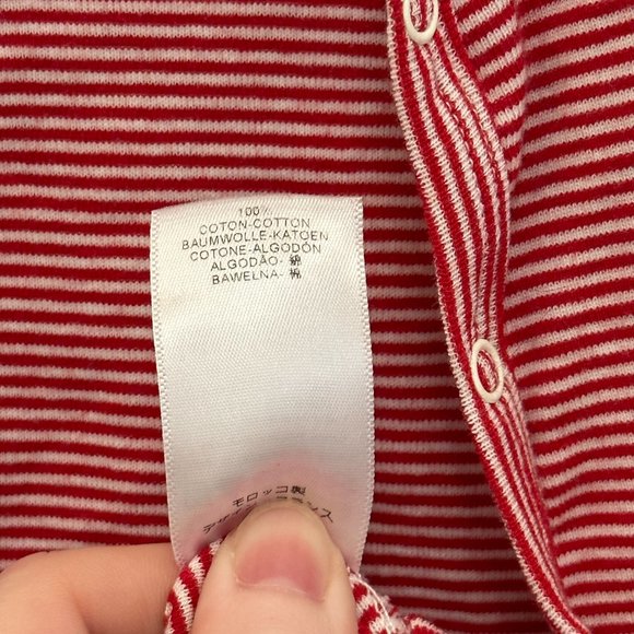 Petit Batou Red White Stripe Footie 6M - Picture 6 of 8